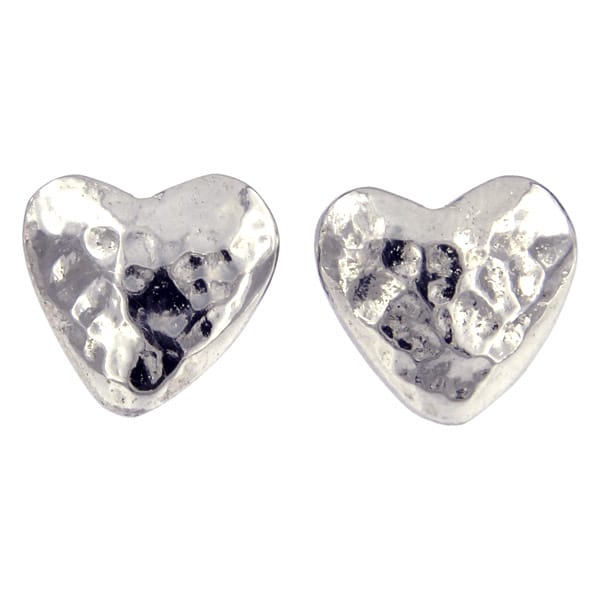 planished heart stud earrings