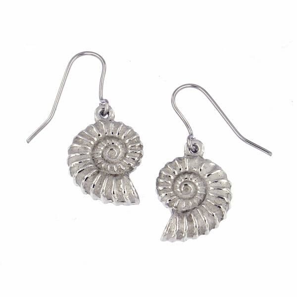 Orecchini Con Ammonite Starborn In Argento 925 E Intarsi Di Abalone - Piccola Taglia, Gioiello Artigianale Unico.