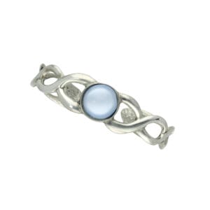 Celtic twist open bangle with blue coloured stone