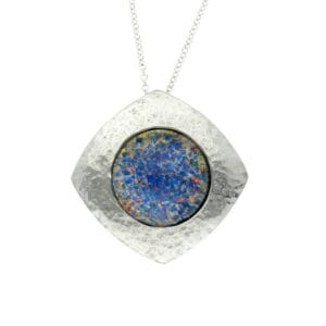 Hammered opalised square pendant