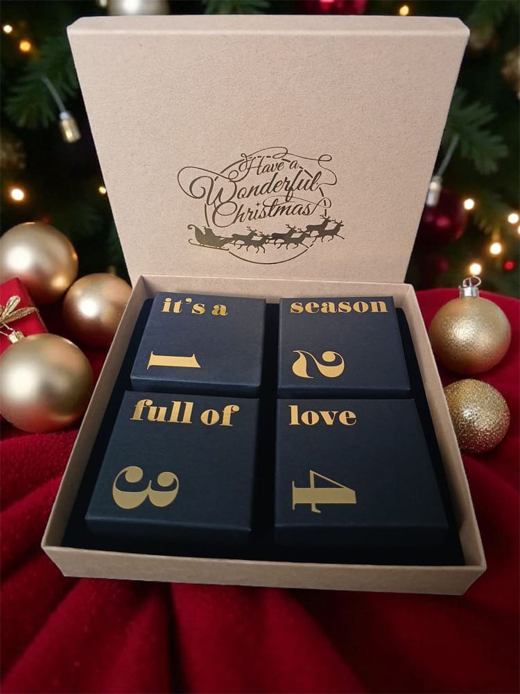 Christmas gift box containing four individual boxes