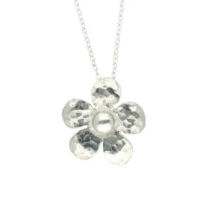 Pewter planished flower pendant