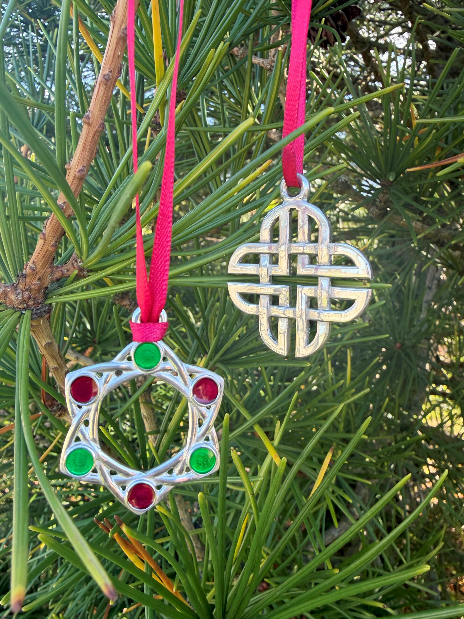 Pewter Christmas decorations