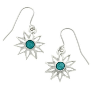 Blue enamel flower earrings