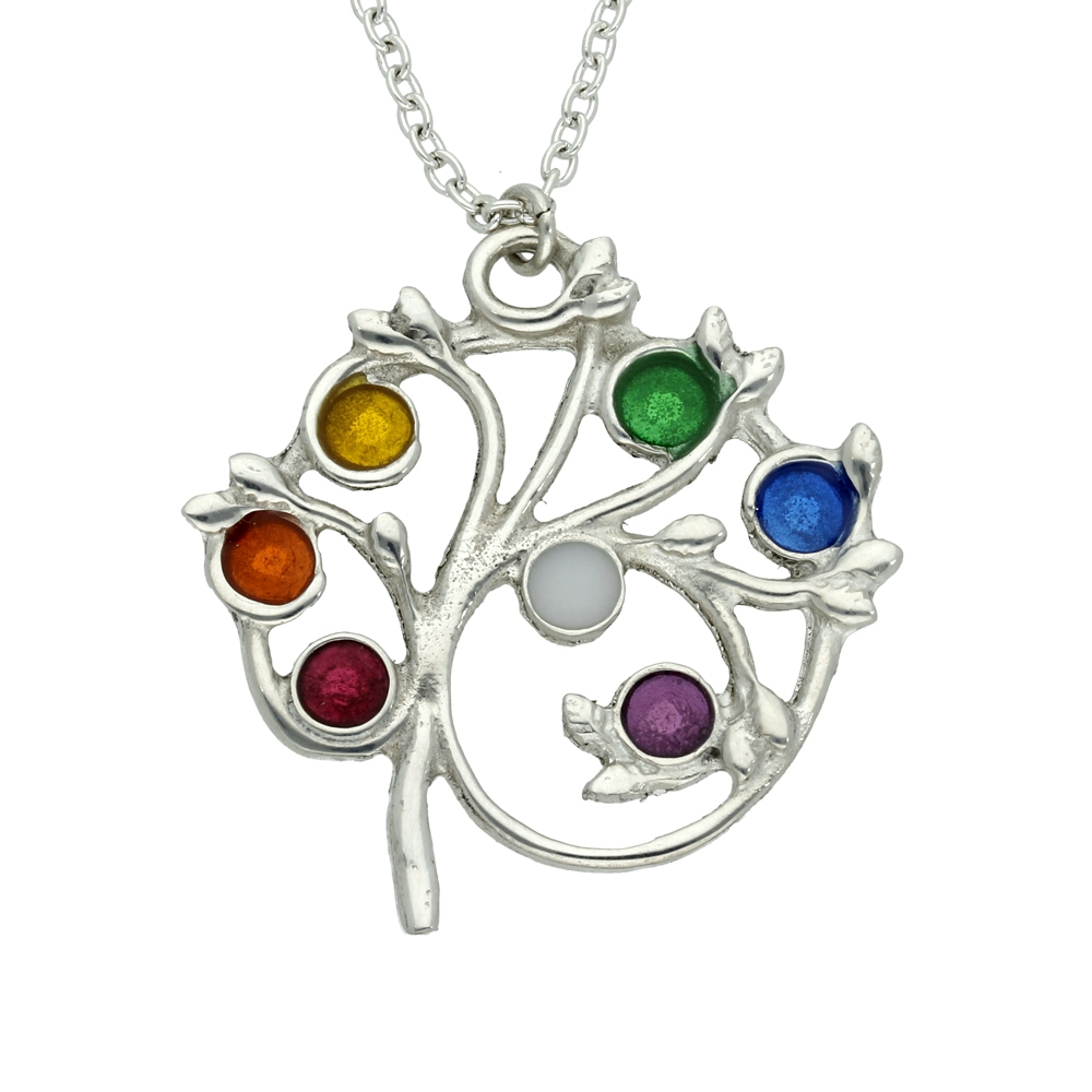 Chakra Tree enamelled pendant