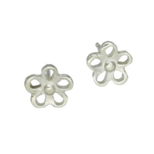 Small silver flower stud earrings