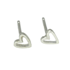 Tiny silver heart stud earrings